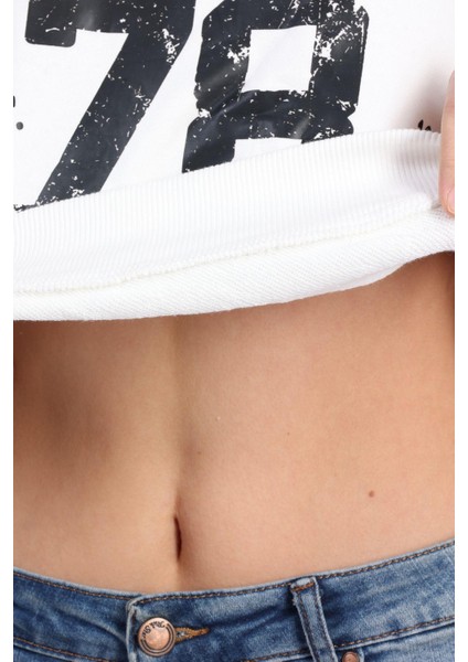 Kadın %100 Pamuk Baskılı Ekru Ultra Kalite Diagonel Şardonsuz 3iplik Bisiklet Yaka Basic Sweatshirt fiyatları