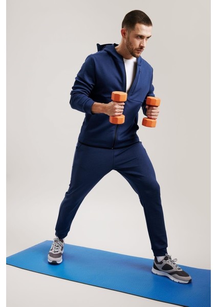 Erkek Indigo Slim Fit Jogger Manşetli Eşofman Altı