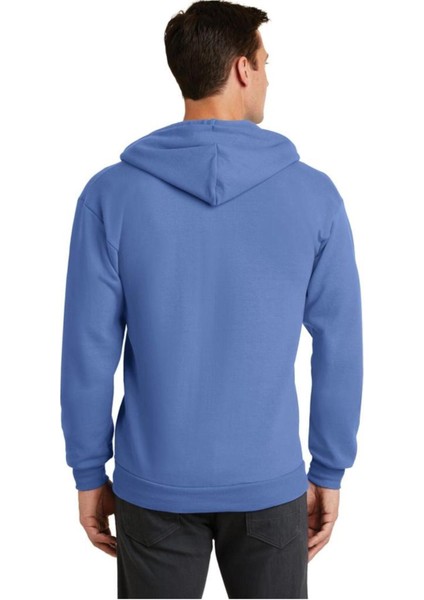 %100 Pamuk Ultra Kalite Erkek Mavi 3 Iplik Kapüşonlu Fermuarlı Cepli Sweatshirt fiyatları