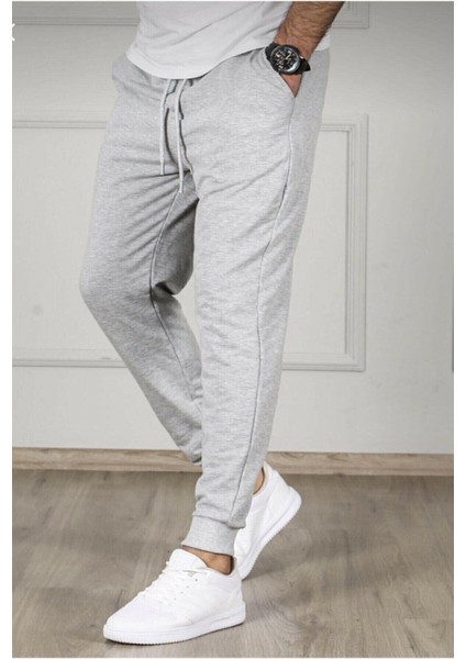 Erkek Gri Paçası Manşetli Slim Fit Sweatpant / Eşofman Altı modelleri