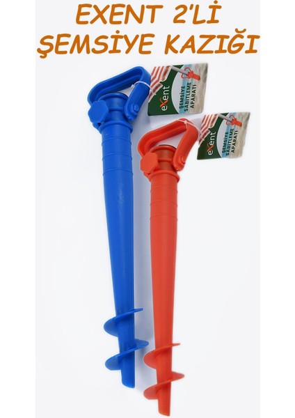Çift Renkli Şemsiye Kazığı ve Sabitleme Aparatı, Plaj ve Bahçe Kullanımı