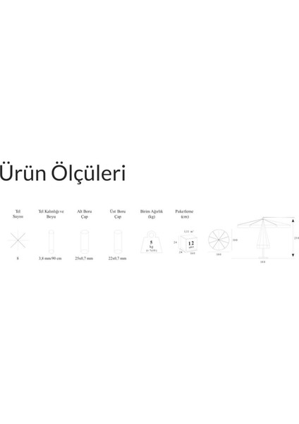 Kırmızı 2 Metrelik 10 Telli Eğilebilir Güneş Geçirmez Şemsiye Bidonlu modelleri