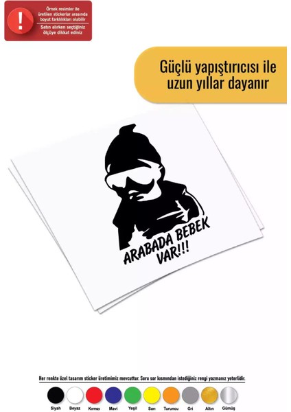 Arabada Bebek Var Cool - Araç, Oto, Laptop, Duvar Uyumlu Sticker 10*15 cm