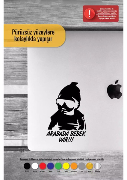 Arabada Bebek Var Cool - Araç, Oto, Laptop, Duvar Uyumlu Sticker 10*15 cm fırsatları