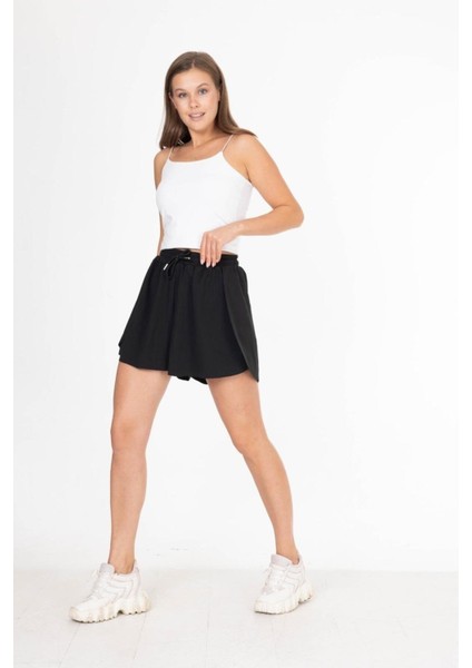 Siyah Bol Kesim Taytlı Spor Şort Günlük / Spor / Havuz / Deniz fırsatları