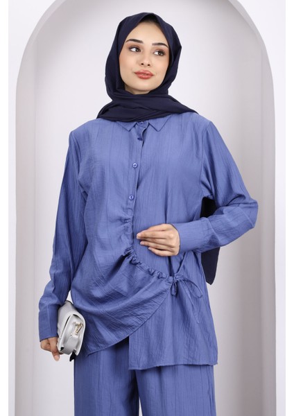 Indigo Ön Bağlamalı Tunik Pantolonlu Takım modelleri