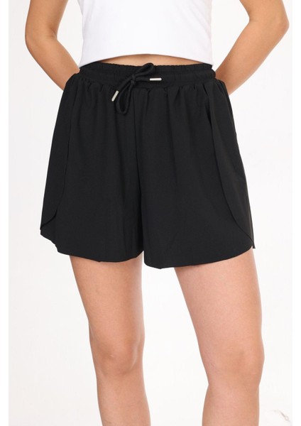 Siyah Bol Kesim Birleşik Taytlı Spor Şort Gündelik / Spor / Havuz / Deniz fiyatları