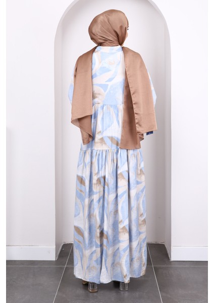 Bebe Mavi Yarım Düğmeli Desenli Elbise fırsatları