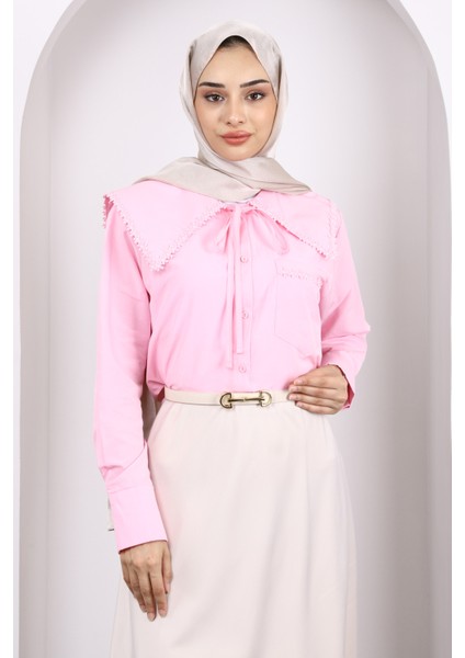 Pembe Yaka Fisto Detaylı Gömlek fiyatları