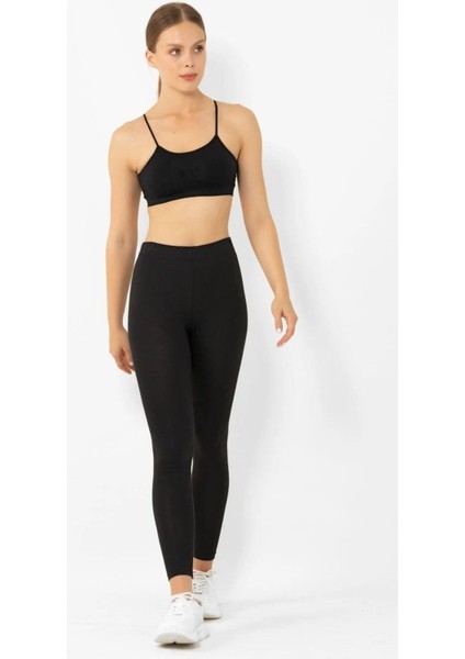 Süper Kalite Siyah Penye Pamuklu Likralı Uzun Tayt Yüksek Bel modelleri