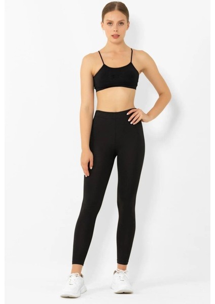 Süper Kalite Siyah Penye Pamuklu Likralı Uzun Tayt Yüksek Bel fırsatları