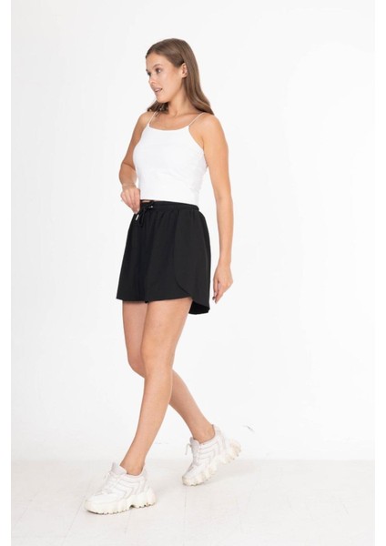 Siyah Bol Kesim Taytlı Spor Şort Günlük / Spor / Havuz / Deniz