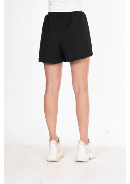 Siyah Bol Kesim Taytlı Spor Şort Günlük / Spor / Havuz / Deniz