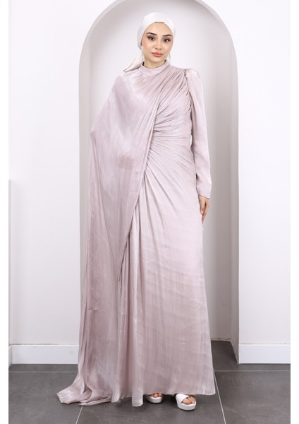 Gül Kurusu Önü Büzgülü Abiye