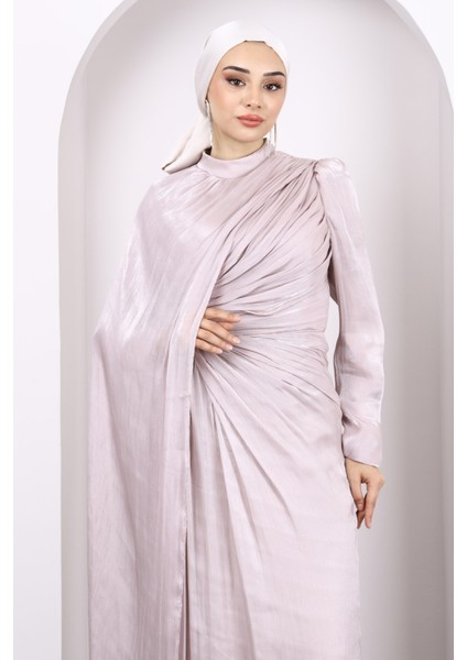 Gül Kurusu Önü Büzgülü Abiye modelleri