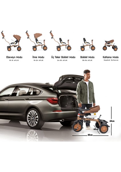 RV505 Casablanca Ebeveyn Kontrollü 3 Tekerlekli Bisiklet