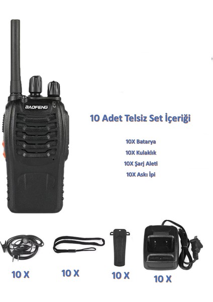 BF-88E Pmr El Telsizi 10'lu Set (Kulaklık Dahil) fırsatları