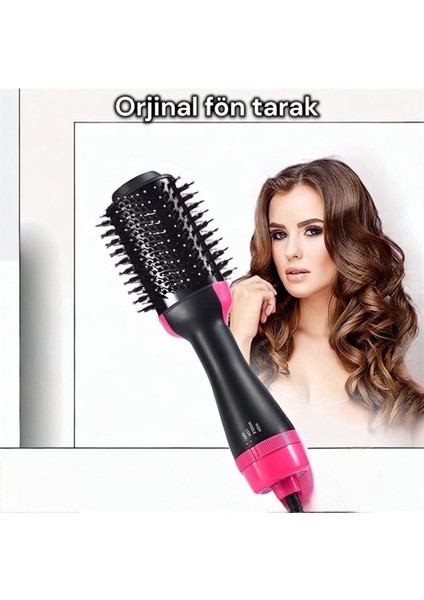 Yüksek Isılı 3 Kademe Fırçalı Saç Düzleştirici Tarak, Siyah, 220-240V,