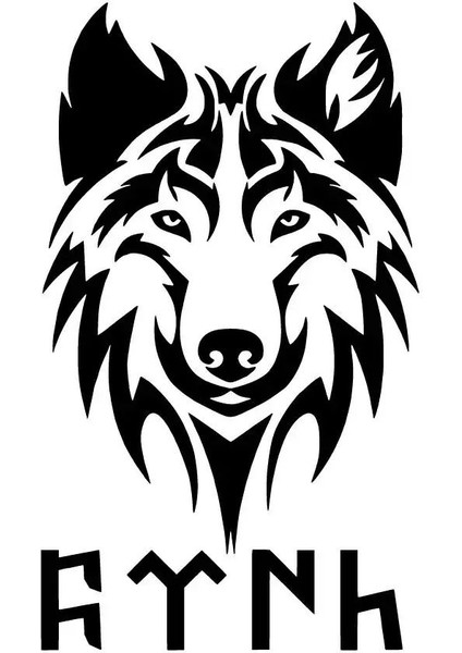 Bozkurt ve Göktürkçe Türk Yazısı Oto Sticker Siyah 25 x 32 cm