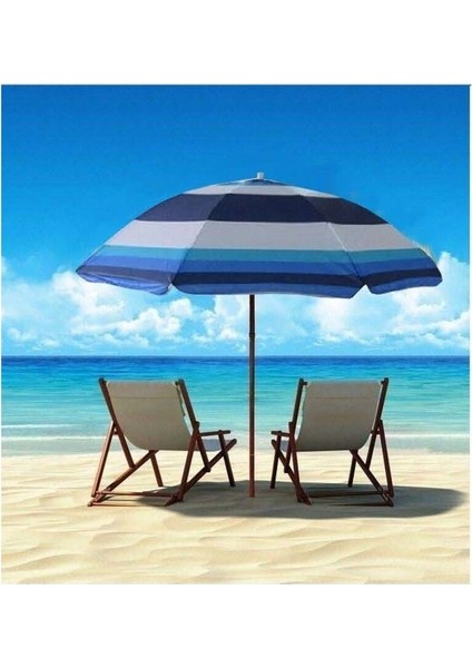 Mavi Renkli 180 cm Plaj Şemsiyesi, Hafif ve Dayanıklı Yaz Koruyucu