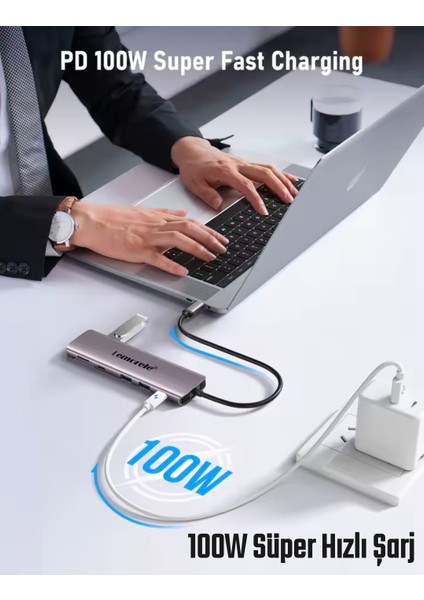 10'un 1'i Çoğaltıcı Hub Usb 3.0/HDMI/100W/Type-C/Sd/TF Kart/Usb 2.0 CE Lisanslı Metal Sağlam Orjinal fırsatları