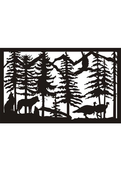 Kurtlar Hindiler ve Orman Oto Sticker 30 x 18 cm Lcst [lcst]