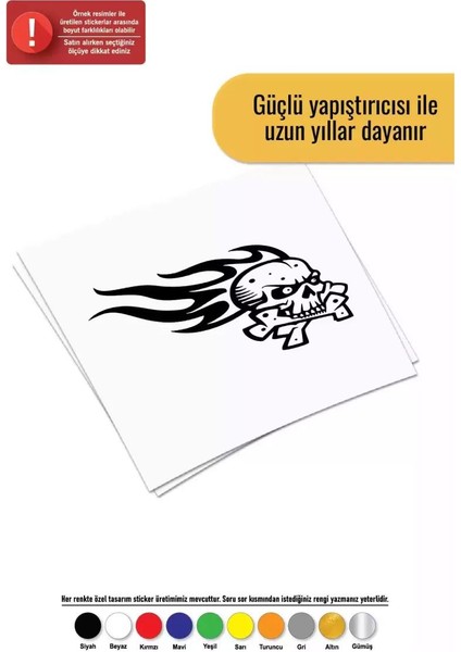 Alevli Kurukafa - Araç, Oto, Laptop, Duvar Uyumlu Sticker 15*13 cm