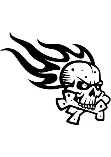 Alevli Kurukafa - Araç, Oto, Laptop, Duvar Uyumlu Sticker 15*13 cm fiyatları