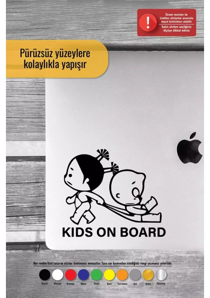 Kids On Board - Araç, Oto, Laptop, Duvar Uyumlu Sticker 50*45 cm modelleri