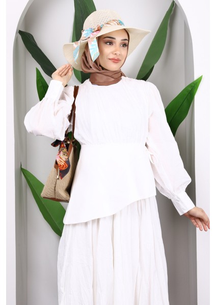 Ekru Kuşak Detaylı Kraş Elbise fırsatları