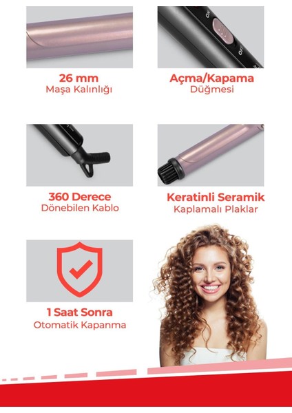 Şık Siyah Saç Şekillendirme Maşası - Hızlı ve Kolay Kullanım