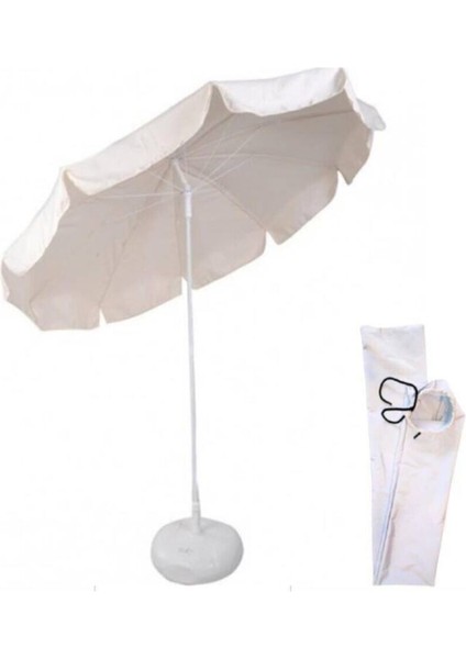 200 cm Plaj Şemsiyesi, 20 Lt Bidon ve Taşıma Çantası, 3'ü 1 Arada, Bej Renk