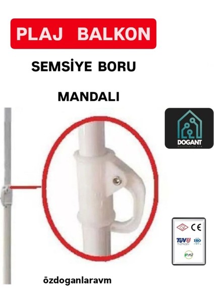 Beyaz Plaj Şemsiyesi Borusu Sıkıştırma Mandalı, Rahat Kullanım Sağlar