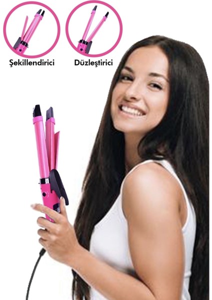 Ikili Saç Bakım Seti - Düzleştirici ve Şekillendirici, Pembe fırsatları