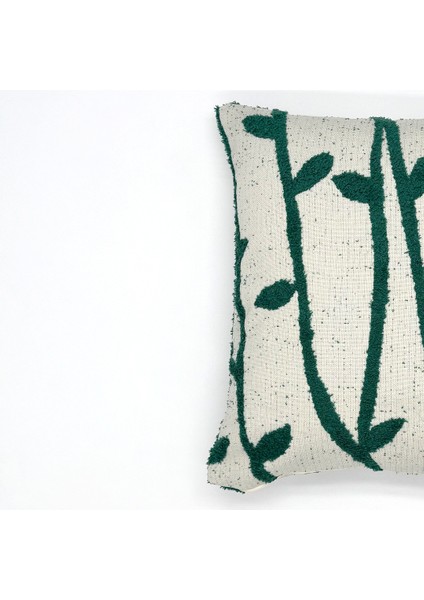 StemLine Serisi Yaprak Desenli Punch İşlemeli Kırlent Kılıfı 40x40cm - Yeşil fiyatları