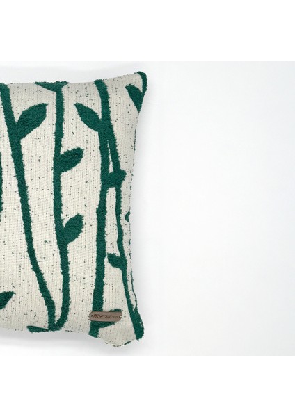 StemLine Serisi Yaprak Desenli Punch İşlemeli Kırlent Kılıfı 40x40cm - Yeşil modelleri