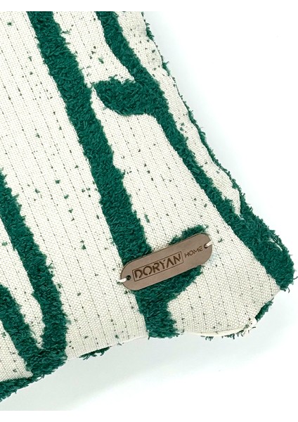 StemLine Serisi Yaprak Desenli Punch İşlemeli Kırlent Kılıfı 40x40cm - Yeşil fırsatları