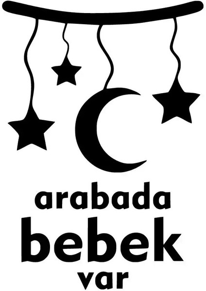 Arabada Bebek Var Ay Yıldızlı Sticker Oto Motor Laptop Duvar Folyo Sticker 15X21 cm