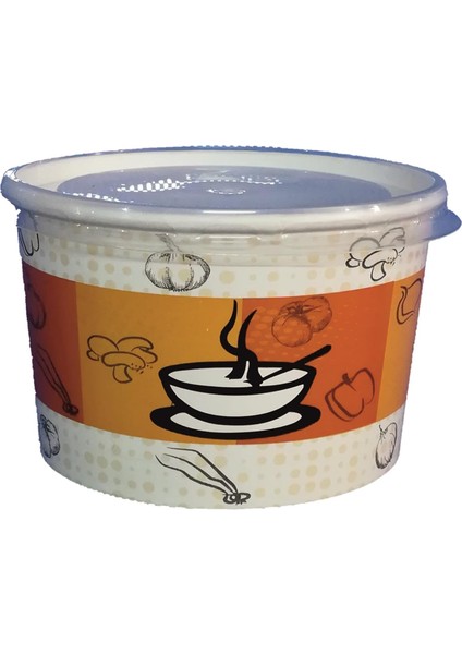 100 Adet Kapaklı Karton Çorba Kasesi 16 Oz