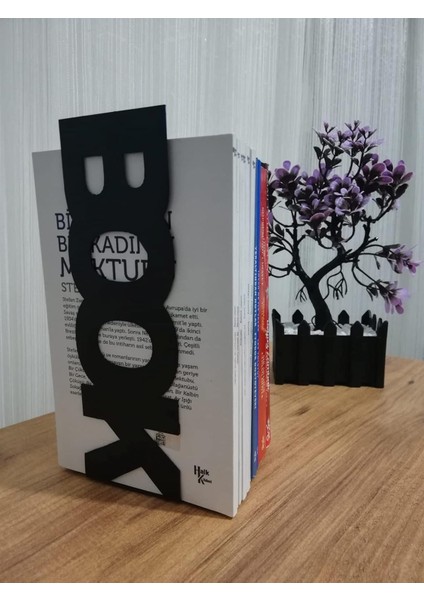 Dekoratif Dikey Book Yazı Tasarımlı Kitap Tutucu Desteği Mat Siyah