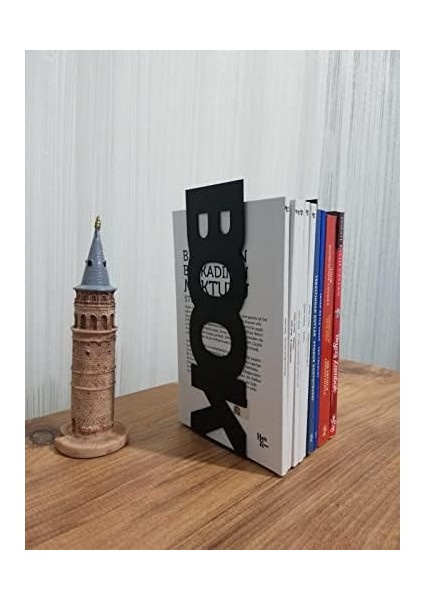 Dekoratif Dikey Book Yazı Tasarımlı Kitap Tutucu Desteği Mat Siyah fiyatları