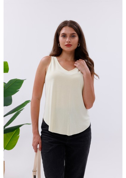 Likralı Modal Kumaş V Yaka Atlet modelleri