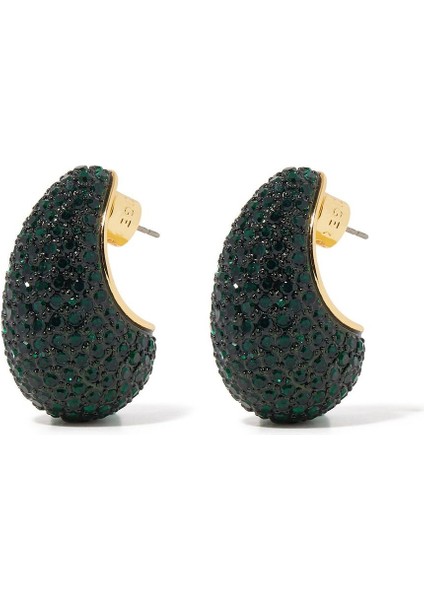 Pave Dome Earrings, Kristalli Kup Tarzı Küpe
