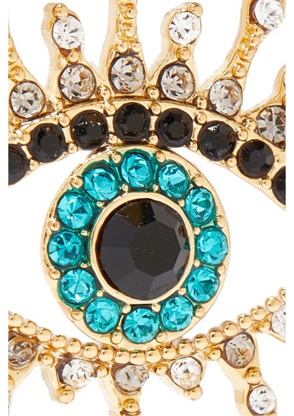 Eye Huggie Halka Küpe, Altın Renkli, Nazar Boncuğu Tasarımlı modelleri