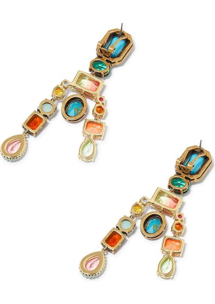Large Mixed Gem Earrings, Renkli Taşlı Büyük Küpeler fiyatları