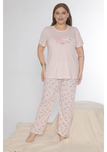Büyük Beden Battal Viskon Kısa Kol Yazlık Pijama Takımı Dowry B08-90 fırsatları