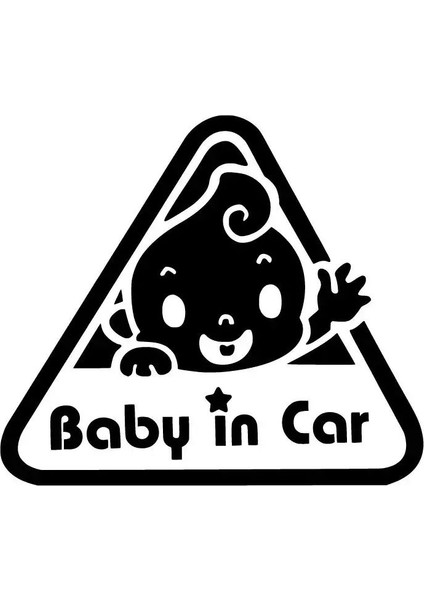 Baby In Car Üçgen Sticker Oto Motor Laptop Duvar Folyo Sticker 25X22 cm