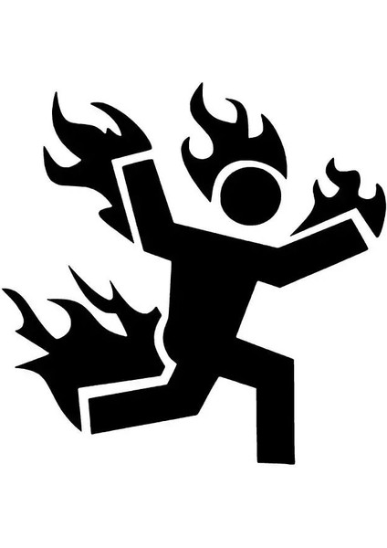 Yanan Adam Sticker Oto Motor Laptop Duvar Folyo Sticker 30 x 30 cm