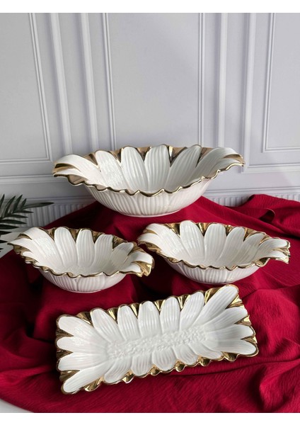 Flora Gold Servis Sunum Seti 4 Parça