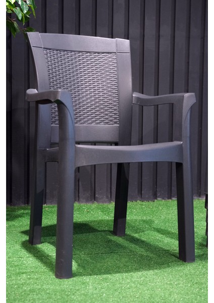 Roma Rattan Sırtlı Kollu Koltuk Balkon Bahçe Sandalyesi 4'lü Set fiyatları